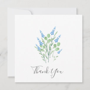 Blue Watercolor Wildflowers Bouquet Thank You Card