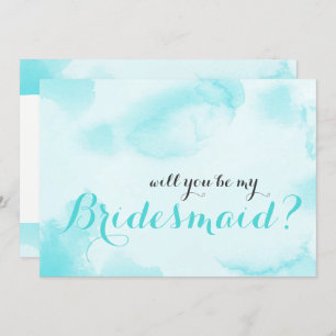 Blue Watercolor Will you be my Bridesmaid Invitation