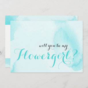 Blue Watercolor   Will you be my Flowergirl Invitation