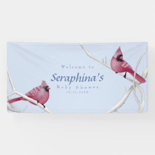 Blue Watercolor Woodland Cardinals Baby Shower Banner
