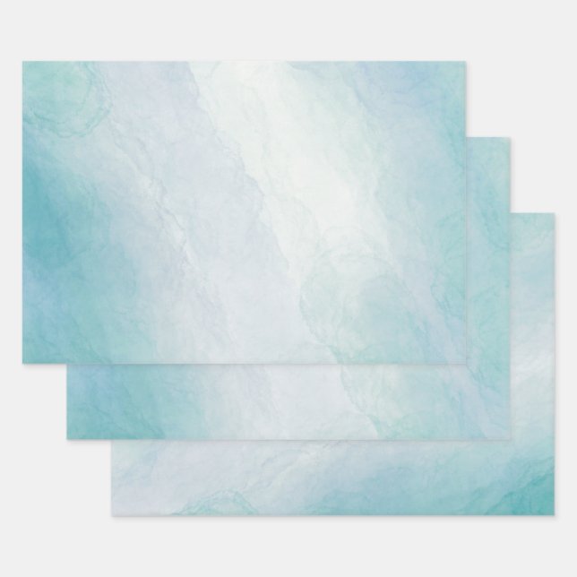 Blue watercolor wrapping paper sheet (Set)