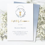 blue watercolor wreath  first holy communion invitation<br><div class="desc">first holy communion invitation</div>