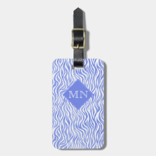 Blue Watercolor Zebra Pattern   Monogram Luggage Tag