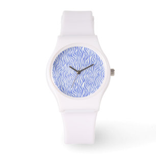 Blue Watercolor Zebra Pattern Watch