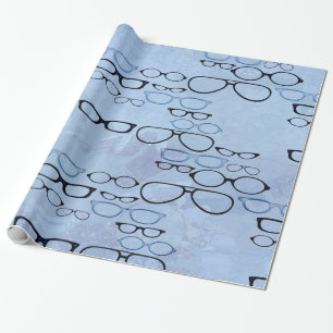 Blue Watercolors Eyeglass Frames Wrapping Paper