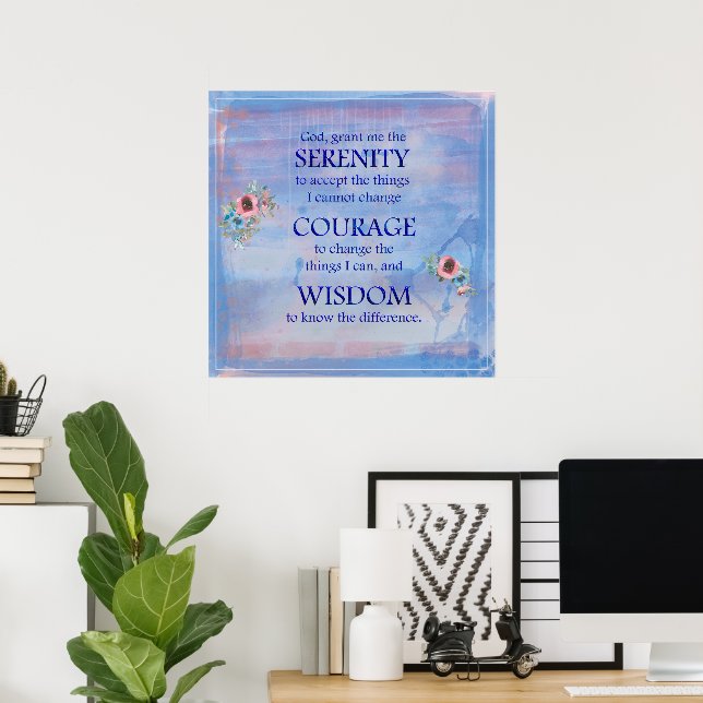 Blue Watercolors Serenity Prayer Poster (Home Office)