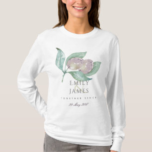 BLUE WATERCOLOU FOLIAGE OLIVE BRIDE TOGETHER SINCE T-Shirt