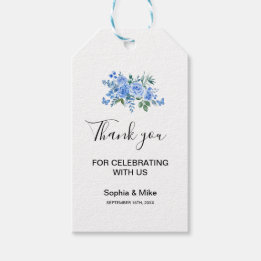 Blue Watercolour Floral and Butterflies Wedding Gift Tags