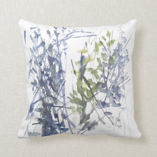 Blue watercolour flowers cushion