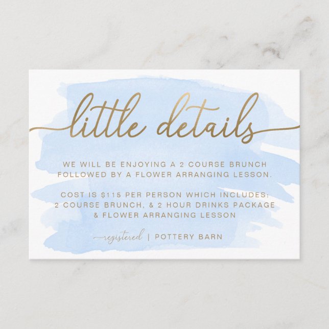 Blue Watercolour Little Details Insert Card (Front)