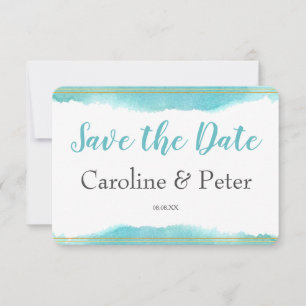 Blue Watercolour Save the Date Card
