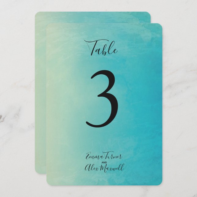 Blue Watercolour | Table number cards (Front/Back)