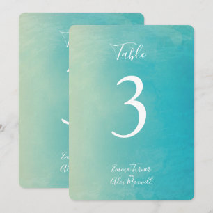 Blue Watercolour   Table number cards
