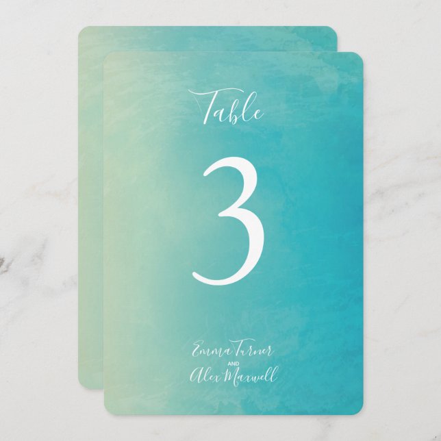 Blue Watercolour | Table number cards (Front/Back)