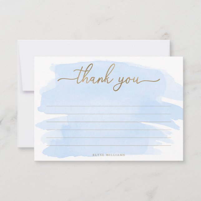 Blue Watercolour Thank You Card (Front)