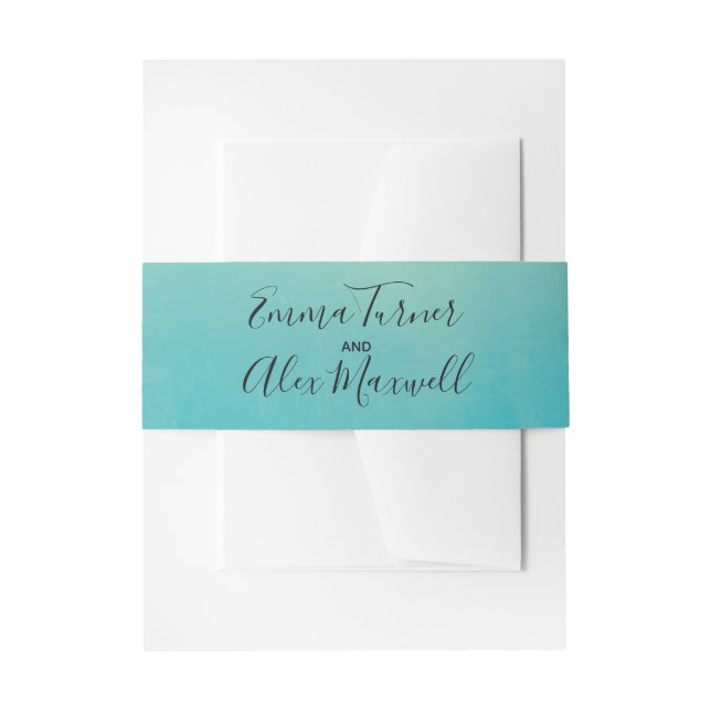 Blue  Watercolour | Wedding Invitation Belly Band (Front Example)