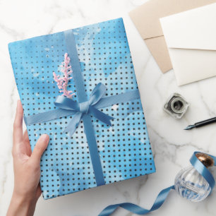 Blue Watercolour with Dot Pattern Wrapping Paper