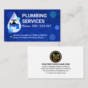 Blue Waterdrops Plumbing Repair Business Card