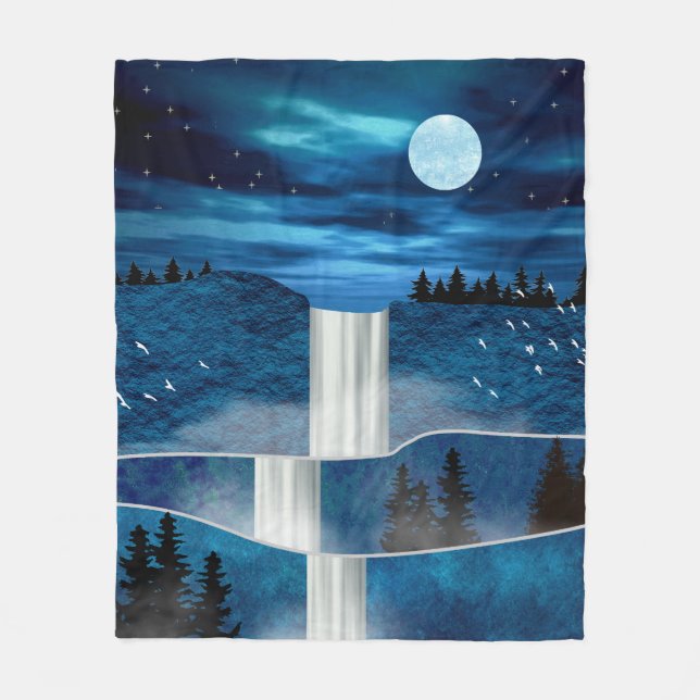 Blue Waterfall Fleece Blanket (Front)
