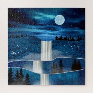 Blue Waterfall Jigsaw Puzzle