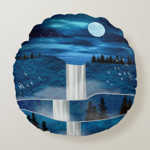 Blue Waterfall Throw Pillow
