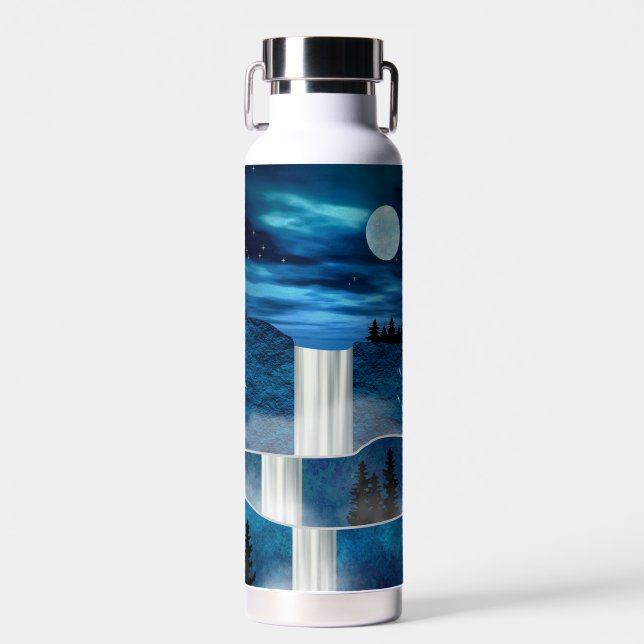 Blue Waterfall Water Bottle (Front)
