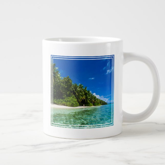 Blue Waters Of A Tropical Beach Large Coffee Mug (Right)