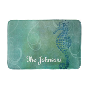 Blue Waters, Seahorse & Flourish Bath Mat