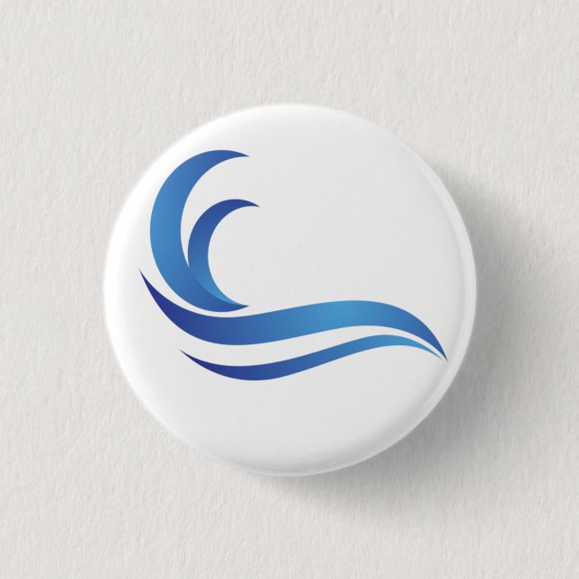 Blue Wave 1" 3 Cm Round Badge (Front)