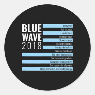 Blue Wave 2018 Vote Democrat America Resist Tee Classic Round Sticker
