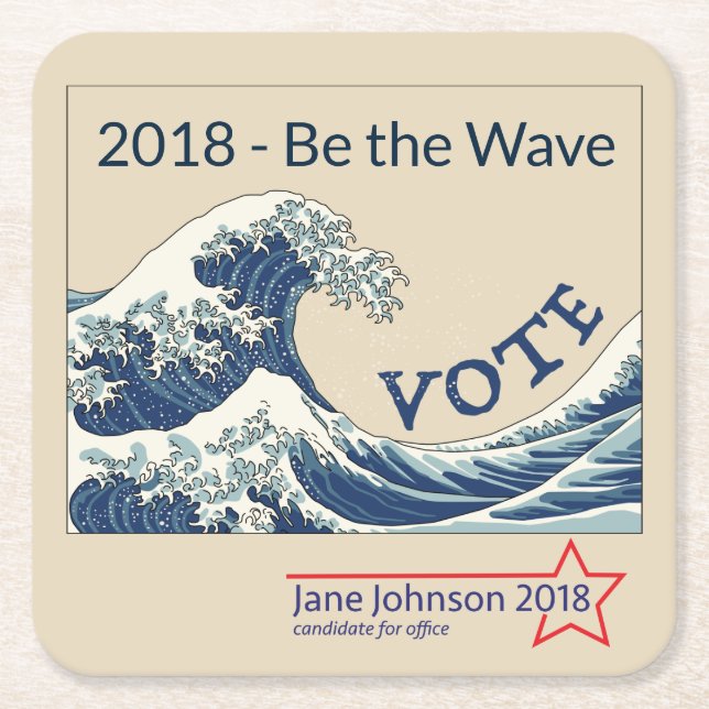 Blue Wave 2024- customisable campaign coaster (Front)