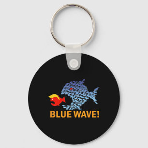 Blue Wave 2024 Funny Big Fish Eat Little Fish Trum Key Ring