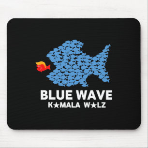 Blue Wave 2024 Funny Big Fish Eat Little Fish Trum Mouse Pad