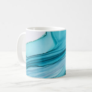 Blue Wave Alcohol Ink Coffee Mug