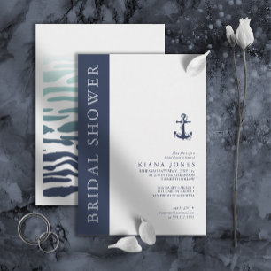 Blue Wave Anchor Wedding Bridal Shower ID836 Invitation