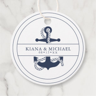 Blue Wave Anchor Wedding V2 Navy/Wht ID836 Favour Tags