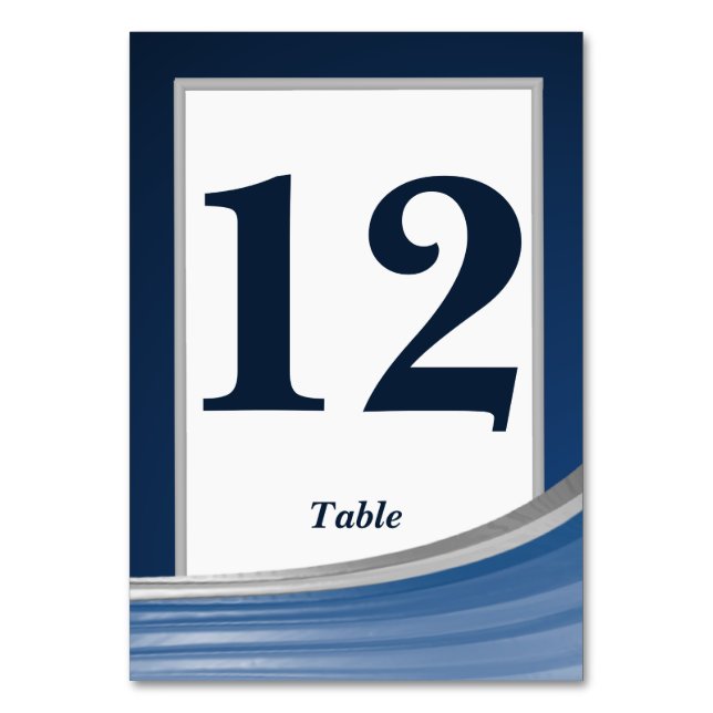 Blue Wave Bar Mitzvah Table Number (Front)