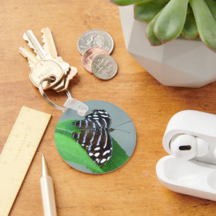 Blue Wave Butterfly Photo Key Ring