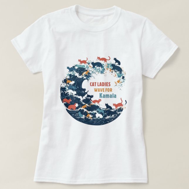 Blue Wave Cat for Kamala T-Shirt (Design Front)