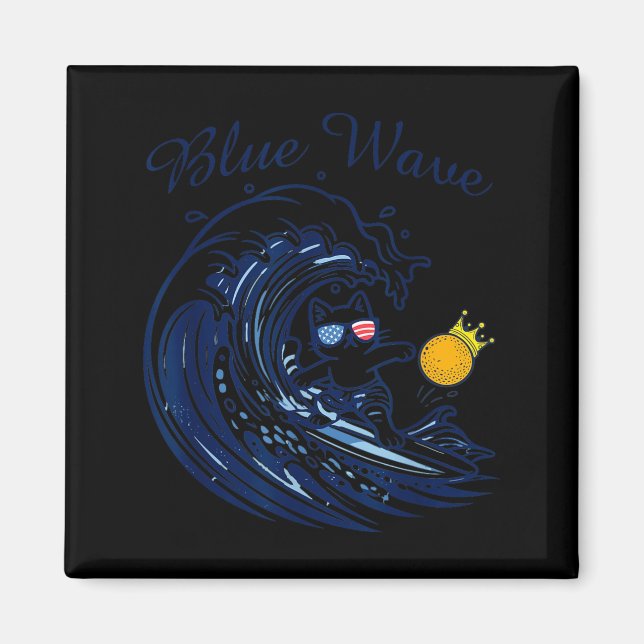 Blue Wave Cat Riding The Blue Wave - Kings Funny Magnet (Front)