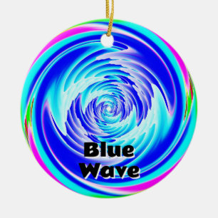 Blue Wave (Change the Words) Ceramic Ornament