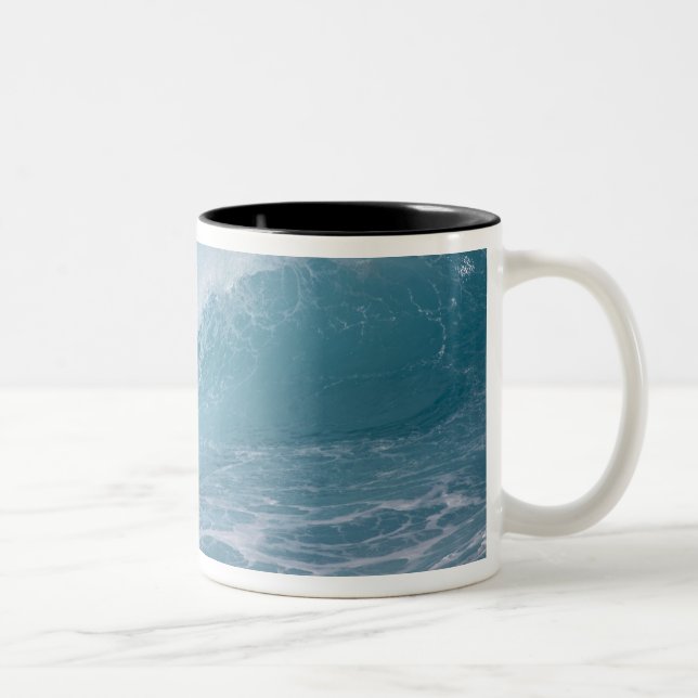 Blue wave crashing, Maui, Hawaii, USA 2 Two-Tone Coffee Mug (Right)