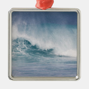 Blue wave crashing, Maui, Hawaii, USA 3 Metal Tree Decoration