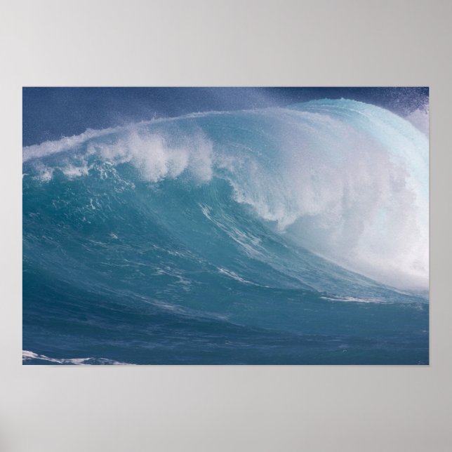 Blue wave crashing, Maui, Hawaii, USA Poster (Front)