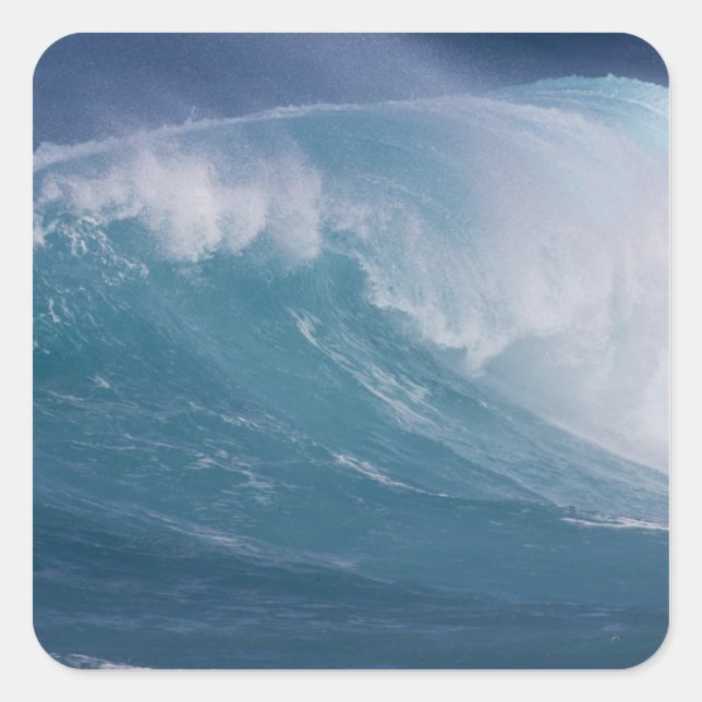 Blue wave crashing, Maui, Hawaii, USA Square Sticker (Front)