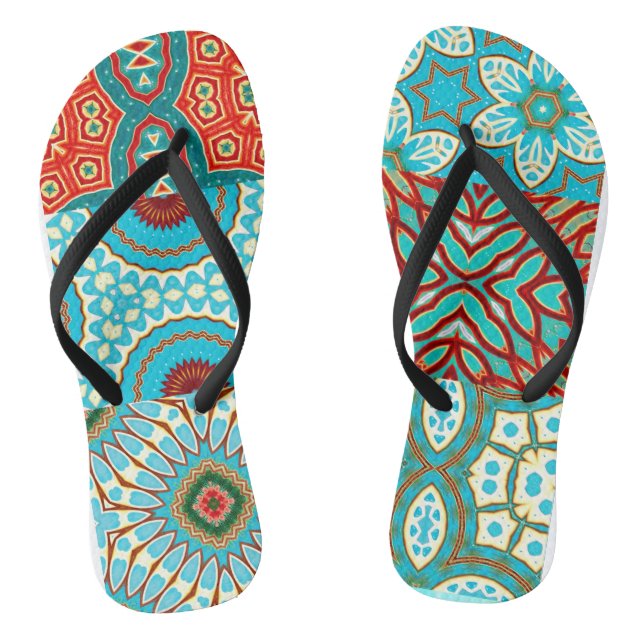 BLUE WAVE DESIGNER COLLAGE THONGS (Footbed)