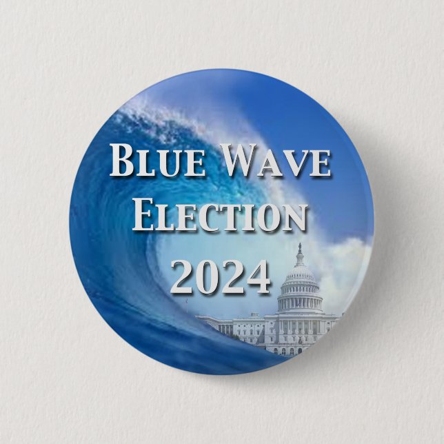 Blue Wave Election 2024 6 Cm Round Badge (Front)