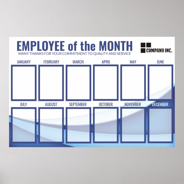 Blue wave employee of the month photo display poster (Front)