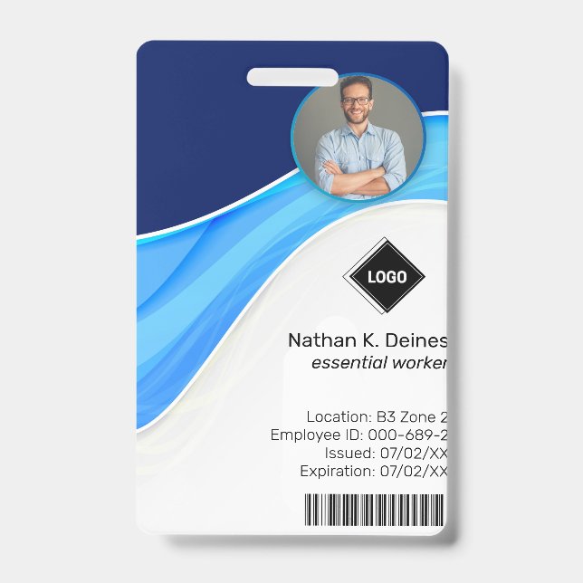 Blue Wave | Employee Photo ID Company Security Badge (Front)