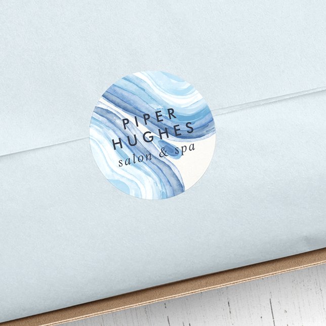 Blue Wave Geode Classic Round Sticker (Creator Uploaded)